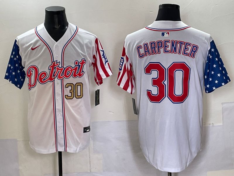 Men Detroit Tigers 30 Carpenter White National Flags 2025 Nike MLB Jersey style 5